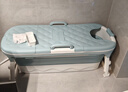 奔麦【送货上门】泡澡桶折叠浴桶洗澡桶成人浴盆婴儿童家用洗澡神器 【升级1.4米+保温盖+软靠垫】蓝 实拍图