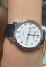 伯恩（BOARRNE）中考高考试静音专用手表 初中学生高中生手表学生男女夜光防水表 雅白中号35盘-皮带男表（日历） 实拍图
