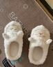 名创优品（MINISO）羊咩咩棉拖鞋女秋冬家居室内厚底月子毛毛拖鞋白色包跟款 36-37 实拍图