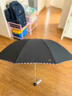 天堂 加大雨伞三折 晴雨两用商务伞经典格纹10骨大雨伞男女 黑色 实拍图