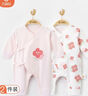 贝瑞加（Babyprints）新生儿连体衣2件装男女宝宝长袖纯棉内衣卡通护肚爬服 粉59 实拍图