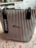 鹏境2025新款帆布手提单肩包包女时尚条纹大容量购物袋休闲通勤托特包 飘带条纹【经典黑】 实拍图