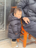 保姆鹅  【风墙】儿童羽绒服宝宝中长款护脸加厚外套保暖童装[NG2664] 炭黑 90 实拍图