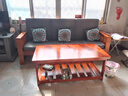 流连居新中式全实木沙发组合农村客厅小户型简约现代冬夏两用家具 三人位【柚木色】2米（送坐垫+靠背垫+抱枕） 实拍图