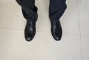 卡帝乐鳄鱼（CARTELO）软牛皮男士皮鞋商务正装鞋男内增高男鞋加绒皮鞋男9585 黑色 42 实拍图