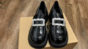 ZHR乐福鞋女时尚镜面百搭水钻女鞋厚底增高黑色皮鞋女 JF76 黑色 38  实拍图