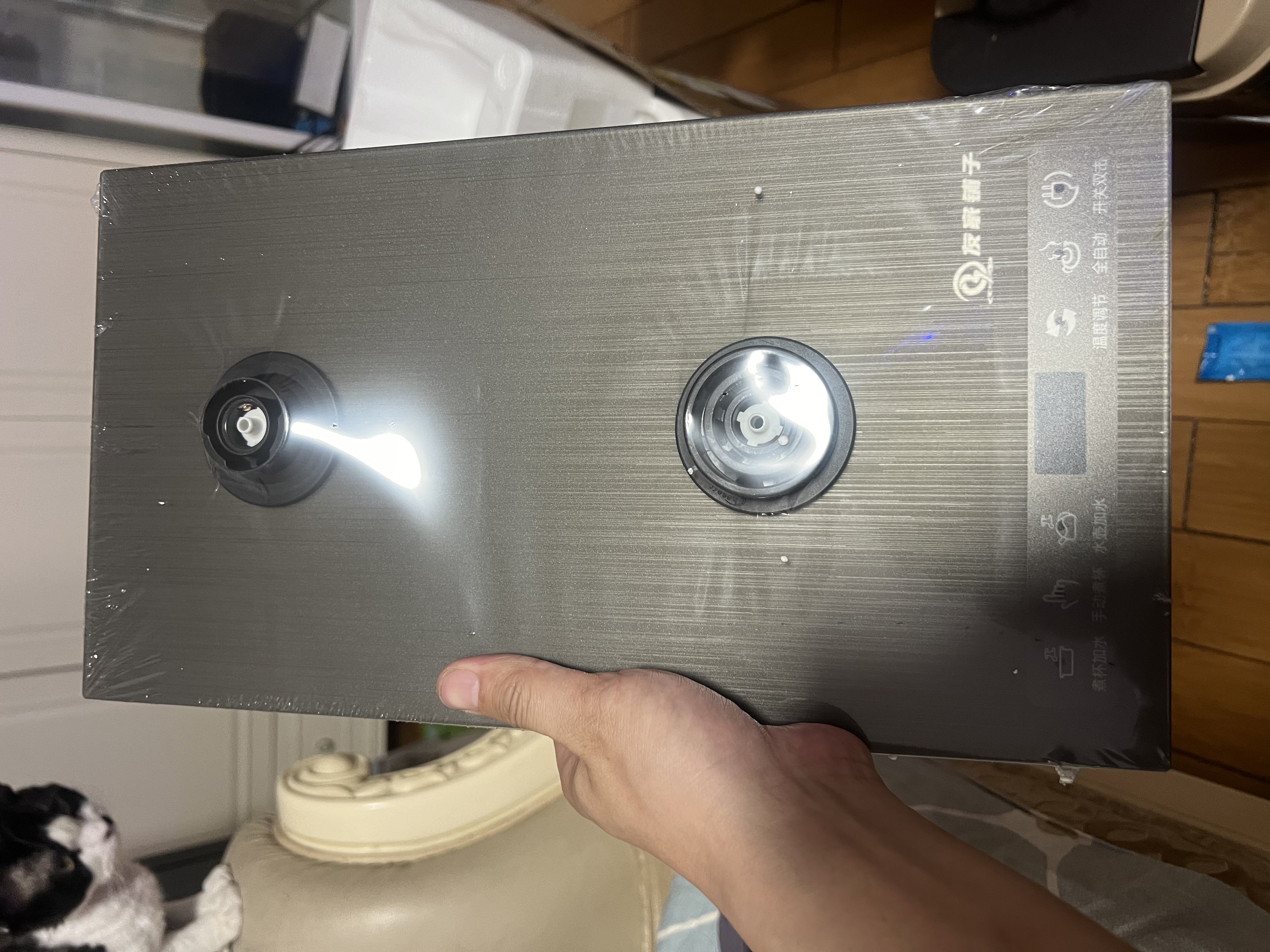 友家铺子（Biooner）全自动底部上水电热水壶烧水壶煮泡茶家用办公茶台一体机茶桌茶几嵌入式茶具套装 1L 木纹手柄【双上水】三合一 实拍图