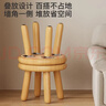 喻品实木凳子家用简约矮凳小板凳方凳客厅沙发脚踏凳换鞋HK5238原木色 实拍图