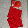 浪莎（LangSha）纯棉男士内裤大红色平角裤本命年红短裤秋冬全棉马年新年四角裤衩 【2条装】100%纯棉大红平角款 2XL /180码（建议130-150斤） 实拍图