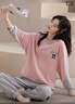 浪莎女士睡衣女100%纯棉春秋套头圆领慵懒休闲风可外穿冬天家居服套装 实拍图