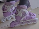 斯威（SWAY）轮滑鞋儿童溜冰鞋男女童初学套装中小学滑轮滑冰旱冰鞋成人直排轮 莫紫八轮全闪+头盔护具+一体支架 M (适合6-12岁)平时鞋码31-36 实拍图