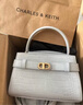 CHARLES&KEITH鳄鱼纹凯莉包手提斜挎婚包包女包生日新年礼物CK2-50270880-1 Ivory象牙色 S 实拍图