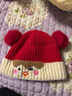 兔兔大文婴幼儿帽子秋冬季新生宝宝过年红色新年周岁毛线帽0-6-12个月儿童 红色双球腮红（棉布里） 帽围42-52cm，建议3个月-3岁 实拍图