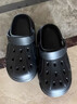 QYCKABY洞洞鞋男士夏季EVA家居户外两穿透气卡通厚底浴室防滑半凉拖鞋女 哈士奇【黑色】 42-43 适合41-42 实拍图