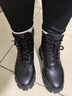 马丁靴女鞋子2025新款韩版加绒秋冬高帮棉鞋女靴子高跟中筒靴 黑色-单里 36 实拍图