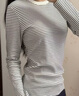 优衣库女装柔软罗纹条纹圆领T恤长袖百搭打底内搭480036 01 乳白色 XS /150/76A 实拍图