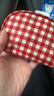 MUJI 再生聚酯纤维化妆包 居家 旅行 化妆品收纳 便携洗漱包 宽口 红色格纹 实拍图