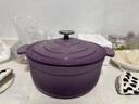 归.禾器珐琅锅多彩铸铁锅微压多功能炖锅电磁炉通用搪瓷锅平底家用汤锅 木槿紫24cm4.1L 实拍图