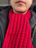 百搭韩版针织毛线红色围巾女2024圣诞冬季高级感新年礼物情侣围脖 针织围巾-酒红色-1个装-保暖 1 实拍图