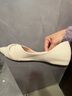 达芙妮（DAPHNE）单鞋女春季2025新款平跟仙女船鞋瓢鞋职业工作孕妇百搭通勤 米色 37 标准码 实拍图