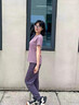 茵侨伊跑步运动套装女夏季健身房晨跑速干春秋宽松户外运动服健身瑜伽服 紫外套+紫短袖+紫长裤 S码 建议80-100斤 实拍图