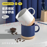 炊大皇马克杯 木底陶瓷杯高颜值办公防滑咖啡杯牛奶杯水杯 白色350ml 实拍图
