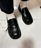 达芙妮单鞋女牛皮小皮鞋新款百搭平底乐福鞋一脚蹬女鞋422104579 黑色36 实拍图