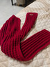 百搭韩版针织毛线红色围巾女2024圣诞冬季高级感新年礼物情侣围脖 针织围巾-酒红色-1个装-保暖 1 实拍图