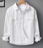 罗蒙（ROMON）纯色商务职业正装男士白衬衫工装外套长袖衬衣男CS108白色4XL 实拍图