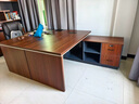 YOE.FTY老板办公桌高级感董事长大班台领导电脑桌单人工作台经理桌总裁桌 大叶胡桃+铁灰色（左副柜） 1.6*0.8米老板桌 实拍图