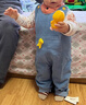 儿童牛仔背带裤男宝宝春秋装2026款男童女童连体牛仔长裤婴儿裤子 宝蓝色 恐龙牛仔背带裤 100 (28-35斤） 实拍图