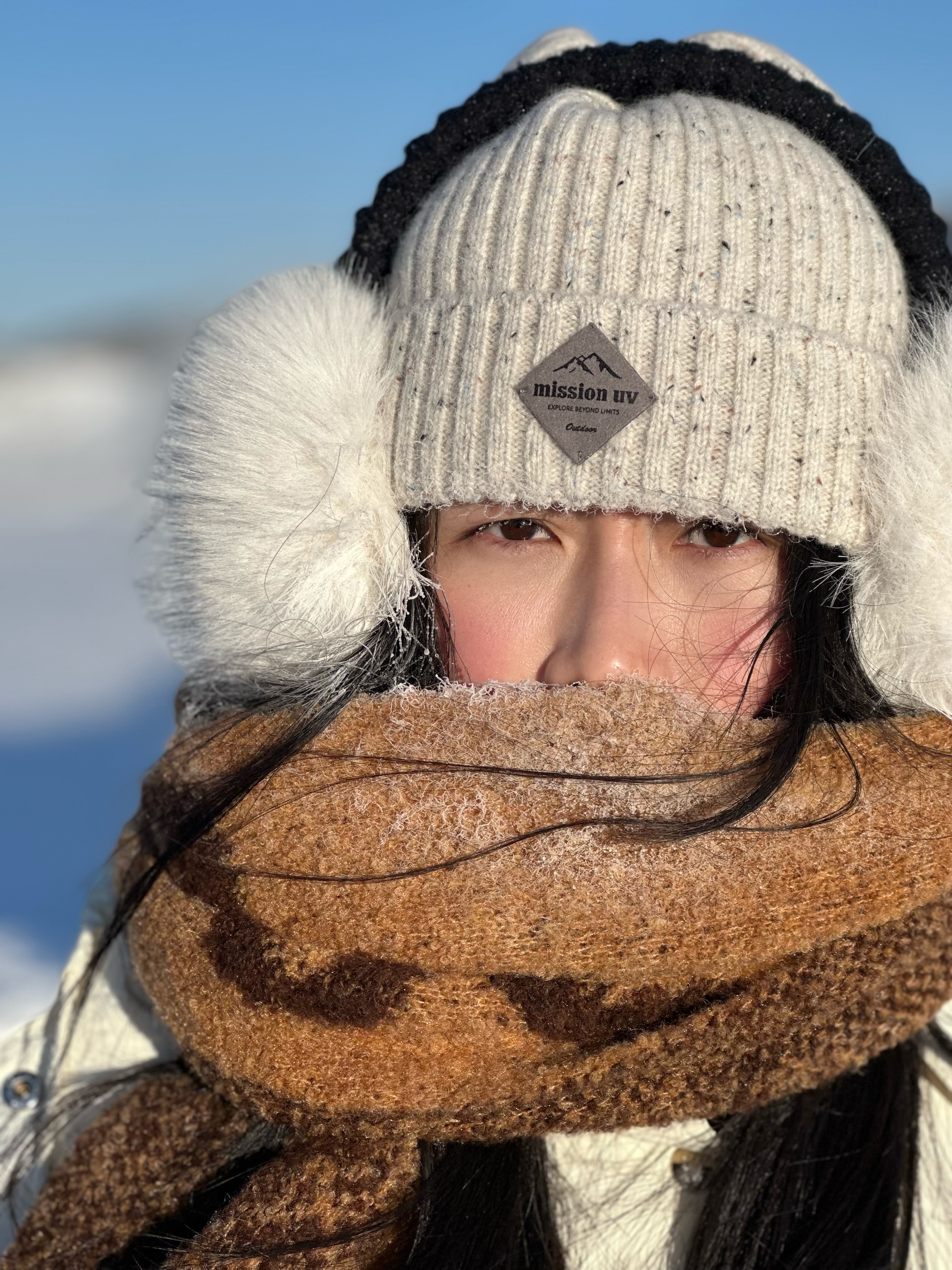 MISSION UV绵羊毛帽子女秋冬季加厚保暖针织帽毛线帽户外登山冷帽冬帽防寒帽 实拍图