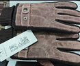 红蜻蜓真皮手套男冬天骑车摩托车加绒加厚触屏保暖防风防溅水猪皮棉手套 款式一 - 真皮加绒加厚 - 咖色 均码 防风触屏 实拍图