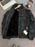 主意范（ZHUYIFAN）美式扎染pu皮衣棉服外套男款春秋冬季加绒加厚立领防寒机车服夹克 5D3074灰色加绒【升级款】 L 110-130斤 实拍图