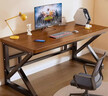 惠寻 京东自有品牌电脑桌书桌学习桌子电竞桌家用台式办公桌长条桌子 140*60CM【加厚实木芯】古典胡桃 实拍图