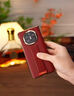 皮皮壳【京仓速发】适用于华为matex5手机壳真皮翻盖腕带防摔耐磨X5头层真皮保护套超薄全包腕带支架壳 【瑞红色】镜头全包丨腕带支架丨电镀金升级款 实拍图