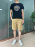 啄木鸟多口袋纯棉工装短裤男宽松直筒休闲五分夏季薄款ins休闲中裤全棉 藏青色 33 （140-150斤） 实拍图