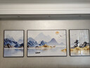 诗六艺家饰客厅装饰画北欧现代简约沙发背景墙挂画三联画大气轻奢壁画晶瓷画 背靠金山（铝合金外框） 镶钻画左右60*80+中间120*80亮面 实拍图