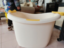 奔麦【送货到门】儿童泡澡桶沐浴桶洗澡盆宝宝洗澡桶婴儿游泳桶家用坐 【特大号】(0-15岁适用)米色 实拍图