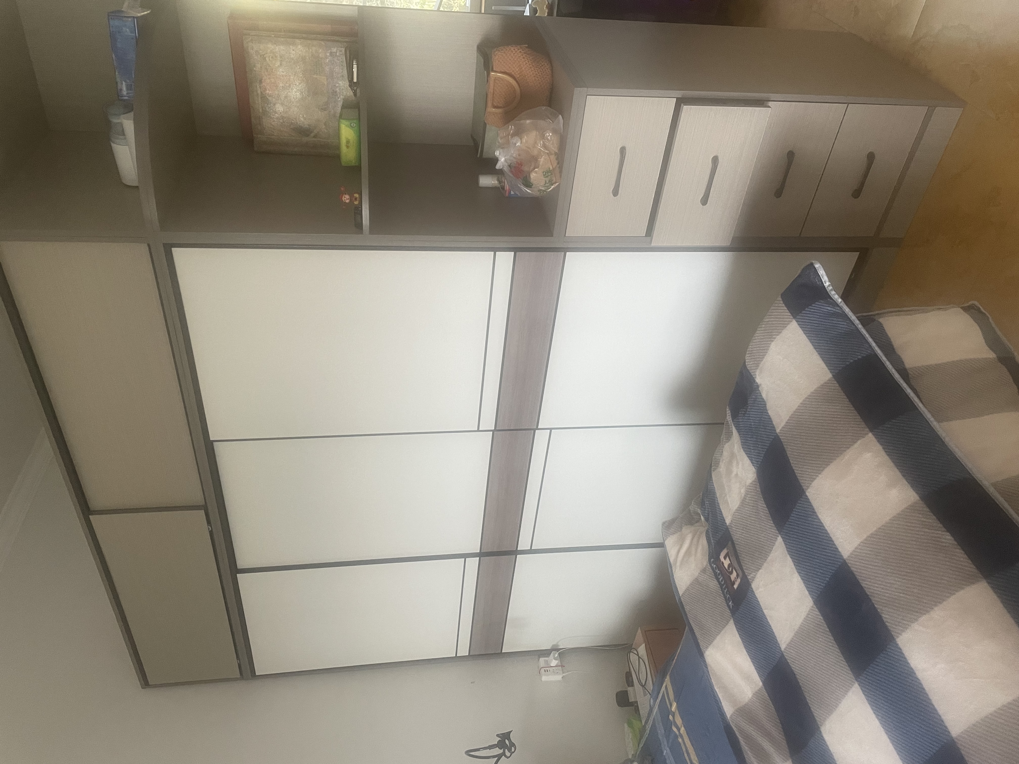 京桐（JINGTONG）衣柜卧室家用简约储物衣柜实木质衣橱两门大衣柜推拉门 【2米主柜】+顶柜+边柜 3门 实拍图