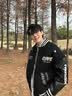 NEW OR MODE美式高街刺绣棒球服外套男士春季新款潮牌宽松休闲情侣夹克衫上衣 黑色【高品质】 XL 【建议125-145斤】 实拍图