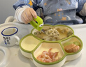 COOKSS 宝宝餐盘硅胶婴儿学吃饭分格儿童餐具辅食碗餐盘带吸盘 双拼绿 实拍图