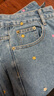F426国潮牌2025新款街头宽松小花刺绣牛仔裤 静谧蓝 水洗蓝 M 晒单实拍图