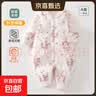 爆款幼儿连体衣夹棉薄棉长袖哈衣宝宝保暖爬服婴儿衣服秋冬新款 40g薄棉-天鹅起舞 80cm 实拍图