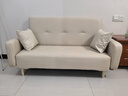 网红猫抓皮可折叠沙发床小户型多功能双人午休懒人小沙发出租屋 米白色猫爪皮款 140cm 含扶手 两抱枕4个沙发脚 实拍图