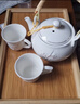 古笙记 防烫杯 景德镇陶瓷茶具套装家用茶壶茶杯现代简约中式手绘泡茶壶 白金梅花防烫茶具 含竹托盘 7件 实拍图