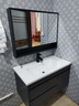皇生金智能浴室柜陶瓷一体盆洗脸盆柜卫生间卫浴洗漱台简约洗手盆柜组合 轻奢灰+标准镜柜半+陶瓷盆90cm 实拍图