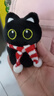 黑猫玩偶毛绒公仔挂件ins可爱猫咪包包挂饰情侣礼物送女朋友礼物 红白围巾+黑猫【送黑色珠珠链】 会吱吱叫【10厘米左右】 实拍图