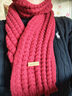 百搭韩版针织毛线红色围巾女2024圣诞冬季高级感新年礼物情侣围脖 针织围巾-酒红色-1个装-保暖 1 实拍图