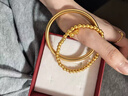 QMXD仿沙金手镯女古法实心素圈结婚镯子久不掉色新年元旦节礼物送女友 两件套+精美礼盒 实拍图